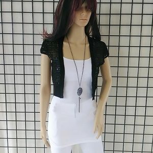 SALE! NWT BCBGMaxAzria Black Silk Sequin Cardigan